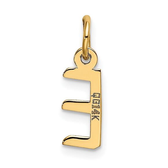 10k Yellow Gold Small Slanted Block Initial E Charm - Picture 4 of 5